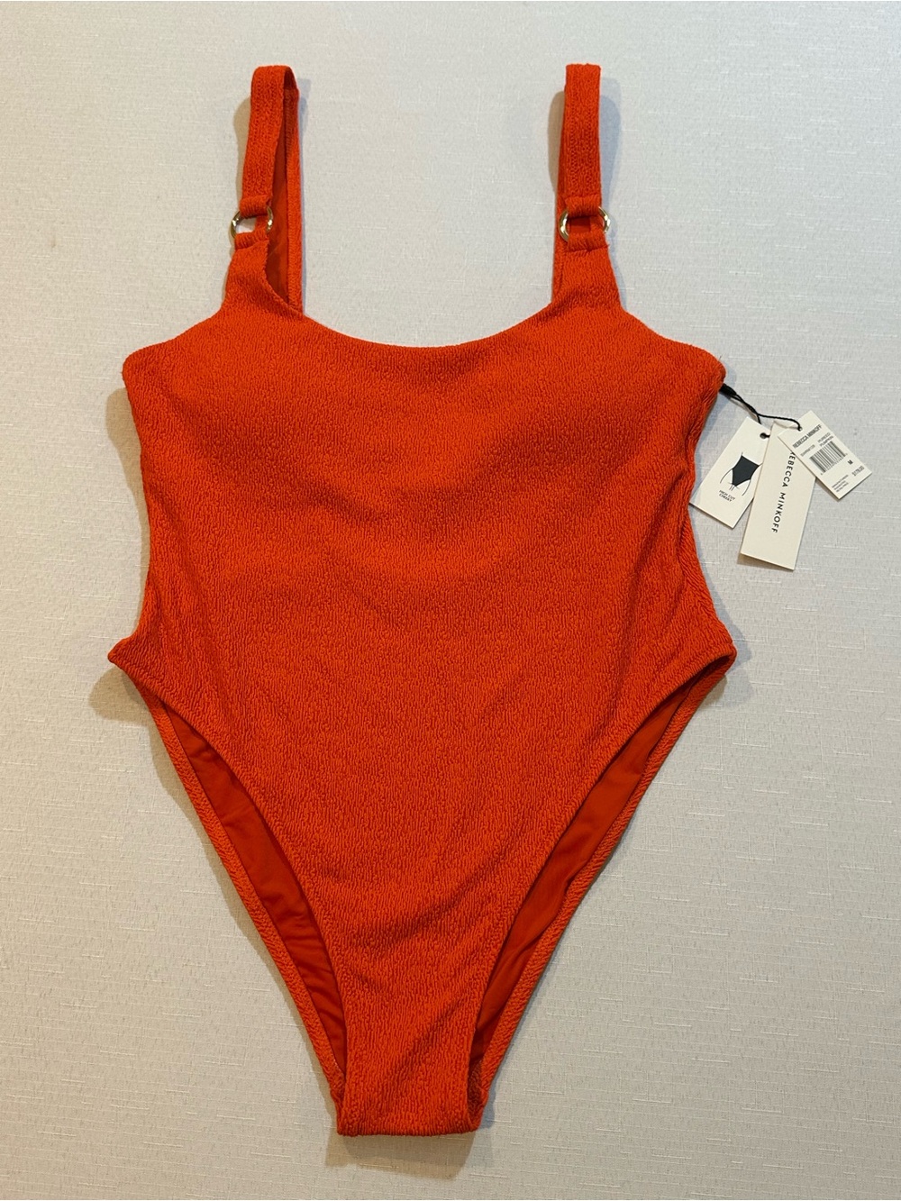 NWT Rebecca Minkoff Pureed Pumpkin Orange High Cut One Piece Swimsuit M